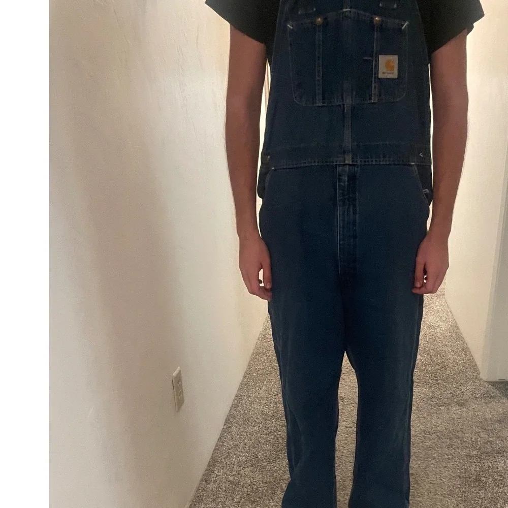 Carhartt Mens Denim Bib Overalls Dark Wash Carpenter Workwear Dungarees VTG 2006